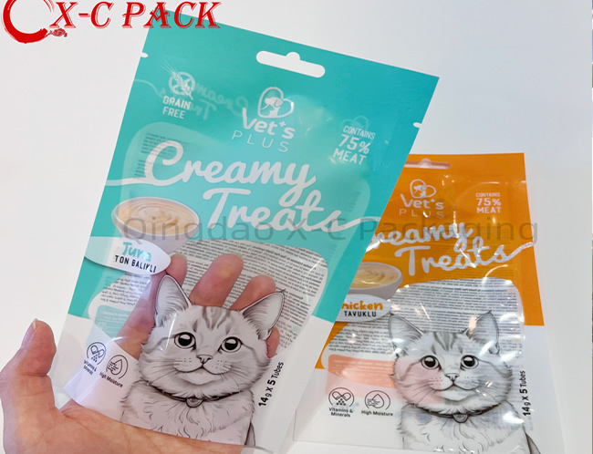 Custom Logo Printed Recyclable Mylar Plastic Bags with Zipper Three Side Seal Bags Pet Food Packaging Bag with Window