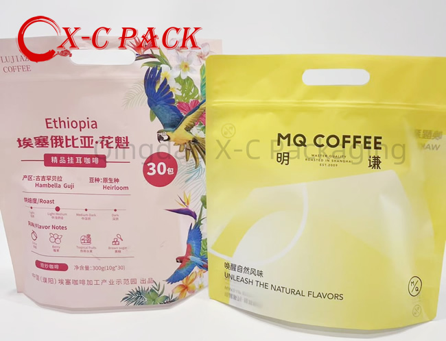 Custom Printed Logo Sealable Coffee Bean Packaging Bag CoffeeZiplockStand up Pouch with Handle