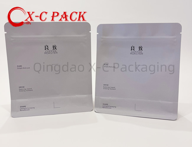 Custom Printing Food Grade Matte Plastic Aluminum Foil Stand up Pouch Coffee Snack Food Packaging Flat Bottom Bag with Ziplock