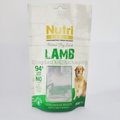 Pet Food Stand Up Pouches With Window For Packaging Resealable Zipper Lock