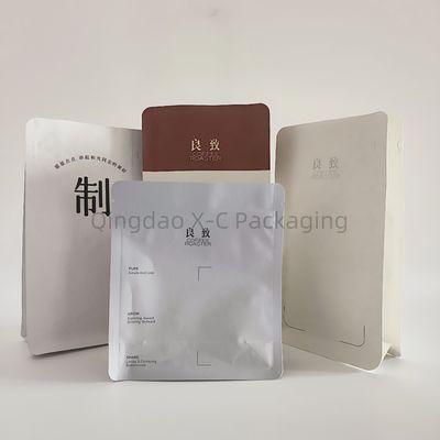 Flat Bottom 8 Side Sealing Bag Plastic Heat Sealing Pouch With Zip Lock One Way Valve