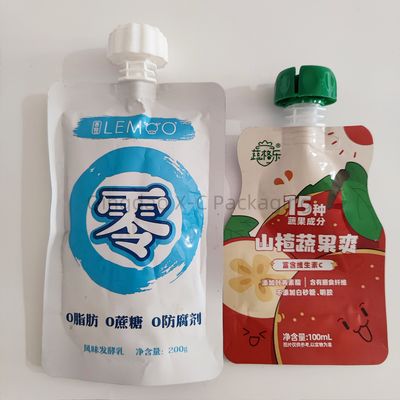 Aluminum Spouted Stand Up Barrier Pouches Heat Seal For Liquid Packaging