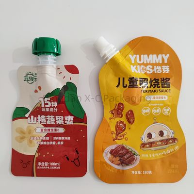 OEM Shaped Printed Plastic Bags For Food Packaging Glossy Laminated Zipper Stand Up Pouch