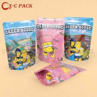 3 Side Seal Flat Zipper Stand Up Pouches For Snacks And Coffee With Window Up To 11 Colors